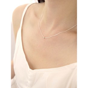 작은 팬던트 미니멀 은목걸이 slip necklace