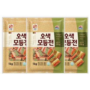 사조 오양 오색 모듬전 1kg x 3개 (20gx50개입) / 냉동 오색전 산적꼬치 꼬지전