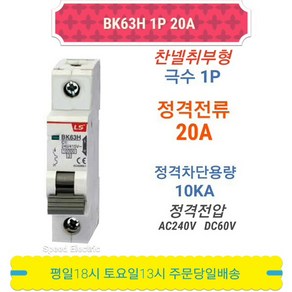 LS산전 BK63H 1P20A 분전반용 배선용차단기 BKM-b 1P20A, 1개