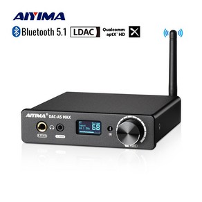 AIYIMA DAC-A5 맥스 헤드폰 앰프 ES9018K2M 미니 DAC 디코더 앰프 블루투스 5.1 APTX-LDAC 지원 DSD256 PCM384 리모컨, US 플러그 어댑터 포함, 3.with US plug