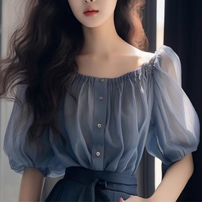 여성 오프숄더 반투명 여리 반팔 블라우스