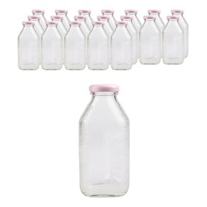 가인글로벌 사각델몬트300 유리병, 38러그캡 (핑크), 20개, 300ml