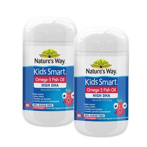 네이처스웨이 키즈 스마트 오메가3 츄어블 딸기 Natue's Way 뉴질랜드 kid smat OMEGA3 FISH OIL HIGH DHA, 2개, 50정