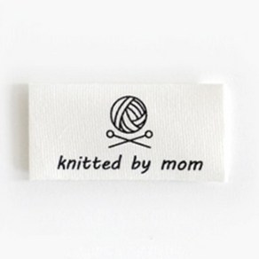패브릭 라벨 (낱개), (양날개)knitted by mom[32020], 1개