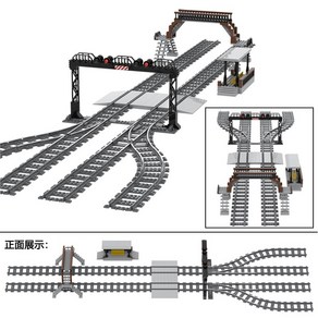 호환레고 기차 레일 트레인 기차길 레일 장면 풀 세트 신호등 대합소 보이 퍼즐 장난감, BD, 1개