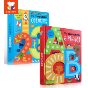 2 Books/set My Awesome Alphabet/Counting Book 마이어썸알파벳 영어 원문 카드보드 북 수학 학습 123 ABC 아이들