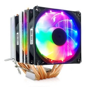 RGB CPU쿨러 90MM 공냉 LGA1200 115X 호환 3핀 저소음 jab*089YS, 본상품선택, 1개