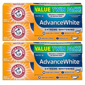 Am & Hamme 암 앤 해머 170g 2개 2세트 (총 4개) 어드벤스드 화이트 Advance White Exteme Whitening with Stain Defense, 1개, 1ml