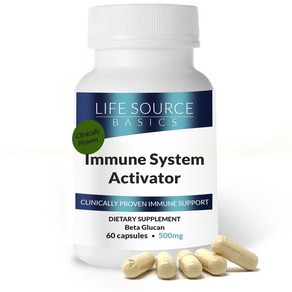 Life Souce Basics Immune System Suppot Activato - High Puity Beta 1 3/1 6 Glucan - Immunity and, 1개, 60정