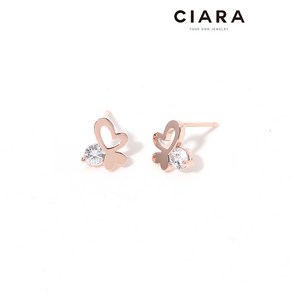 CIARA 14K Nazzano 하트앤하트 캐럿스톤 귀걸이(SilvePin)