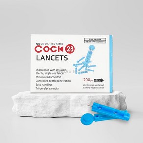 콕 란셋 일회용 수동랜싯 주사침100 pcs/30g cock 여드름압출바늘 당뇨 채혈침 손따는침 무통 사혈침 니들, 1개