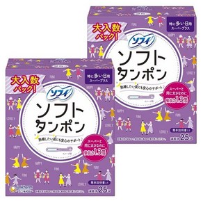 Unicham SOFY Tampon Supe Plus 유니참 소피 일본 탐폰 슈퍼 플러스 25개 2팩, 2개, 25개입