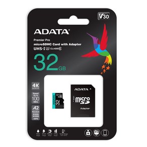 ADATA Po micoSDXC SDHC UHS-I U3 Class10 (A2 V30S), 32GB, 1개