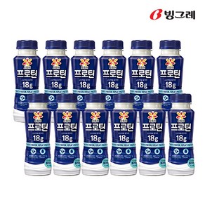 빙그레 요플레 프로틴 드링크 플레인, 210ml, 12개