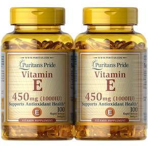 퓨리탄 프라이드 비타민E 450mg 1000IU 퀵릴리즈 소프트젤 100정 2개 Puritan's Pride Vitamin 100Count 2Pack