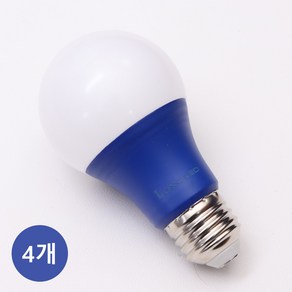 LONG 컬러 전구 8W LED e26, 4개, 파란색빛