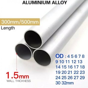 부품 FUYI 알루미늄 파이프 1.5mm 두께 4-32mm OD 스트레이트 300mm 500mm 긴 원형 6063 합금 튜브, 11 OD 15 x ID 12mm_01 300mm