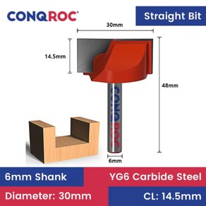 라우터 비트 생크 스트레이트 컷 라우터 Diamete28mm 카바이드 팁 우드 밀링 커터 6mm 30mm 32mm, 02 6x30mm, 1개