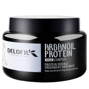 DELOFIL 헤어 마스크 단백질 더블 프로틴 아르간 오일 트리트먼트 500ml 허브 추출물 컨디셔너 딥 리페어 헤어 마스크 건조 손상 모발 모든 모발용 헤어케어 헤어팩, 1개