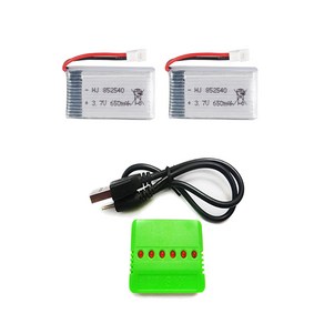 드론배터리 3.7v 650mah 충전기세트, (X5C) 650mah2개+6in1충전, 1개