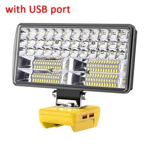 Dewalt에 맞는 8 인치 무선 LED 작업등 18V 20V 리튬 배터리 2 모드 휴대용 전기 토치 손전등 USB 5V 2.1A 02 with USB port