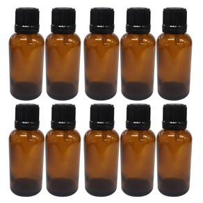 더아로마샵 유리 갈색병 드롭퍼 민자캡 공병, 30ml, 10개