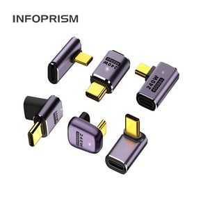 INFOPRISM / LED 점등 USB 4.0 C타입 PD 240W 40Gbps 썬더볼트 각도 변환 꺾임 젠더 90도 180도 L형 U형 ㄱ형 IA-929, 모델 A / C타입 암-수 L형, 1개