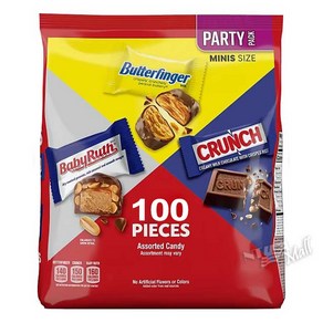 대용량 버터핑거 크런치 베이비루스 미니 초콜릿 파티팩 100개 1.01kg BUTTERFINGER CRUNCH BABY RUTH MINIS CHOCOLATE