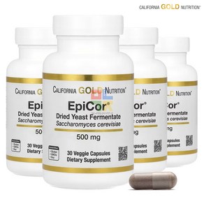 캘리포니아골드뉴트리션 에피코르 CGN EpiCo 건조 효모 발효 500mg 30캡슐 x4개세트, 30정, 4개