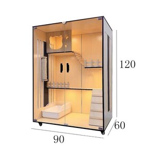 원목 캣타워 고양이 대형 놀이터 폴 타입 케이지 숨숨집 캣 이동식, C. 우드 90 x 60 x 120, 1개