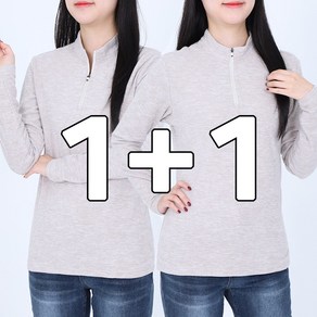 겨울 여성 기모티셔츠 반집업 1+1