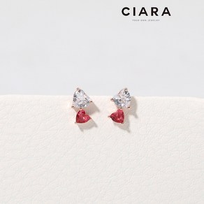 CIARA 14K Neola 더블캐럿하트 레드드랍 귀걸이(SilvePin)