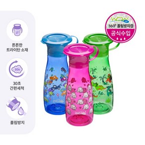 [와우컵] 트라이탄팝 흘림방지 스파우트컵 자기주도컵 아기 유아 빨대컵 물병 350ml, 블루 드라이빙카, 색상선택:블루 드라이빙카, 1개