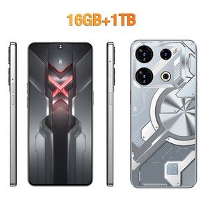 글로벌 VER GT10 프로 5G 스마트폰 데카 코어 16GB + 1TB 7.3 인치 NFC 안드로이드 13 휴대폰 8800mAh 배터리 페이스 1D, Silvey 16GB 1TB, 1개