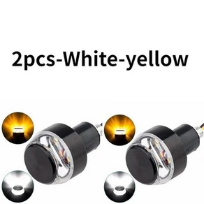 12V CNC 회전 신호 바이크 오토바이 LED 핸들 바 엔드 깜박이 22mm 깜박임 바 2 개, 한개옵션1, 02 2pcs-White-yellow