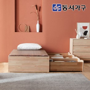 동서가구 유주얼 편백 원목 싱글 S 황토숯 흙침대 빅 서랍형 DF642723, 내추럴