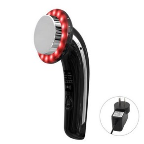 여성 6-in-1 EMS 소닉 LED 캐비테이션 갈바닉 바디 슬리밍 적외선 마사지 기계 얼굴, 08 blackAU Plug, [08] blackAU Plug