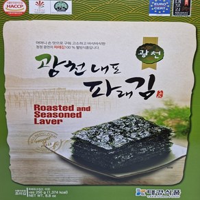 파래원초에 참기름을 발라 구워 고소하고 바삭한 청정광천의 조미 전장 파래김 25g(5매)10봉 1박스, 25g(5매) 10봉, 1개