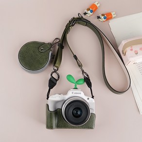 호환 캐논 EOS R50 카메라 커버 보호대 파우치 하프 케이스 어깨 스트랩 가방 하단 오픈 스트래치 방지, [05] Geen, [01] Only Base
