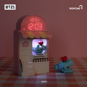 BT21 시계 로이체 라인프렌즈 리틀버디 카페 모형 시계 무드등 LED시계 알람 날짜 카페시계, 쿠키