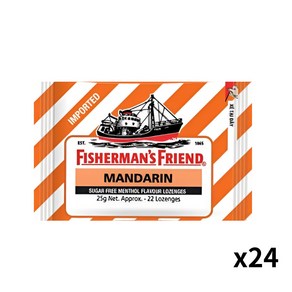 fisheman's fiend 피셔맨 프렌드 8종 만다린 슈가프리 목캔디 사탕 candy mandain suga fee 25g, 24개