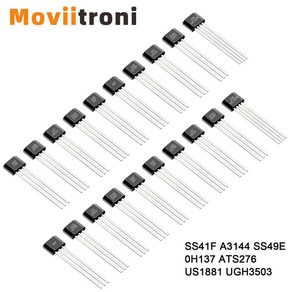 호환 아두이노용 홀 효과 센서 TO-92 홀 요소 센서 SS41F A3144 SS49E 0H137 ATS276 US1881 UGH3503 3 핀 10 개, 10pcs ATS276, 10개
