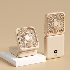 PPEAT 스퀘어 미니선풍기 탁상용 무선 휴대용 USB 선풍기 휴대용선풍기+보조배터리+화장대거울+핸드폰거치대 4in1 손풍기, 그레이, 2500mAh