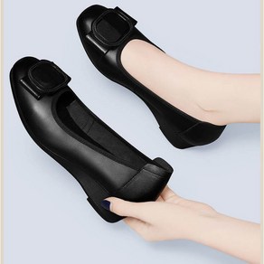 POMTOR 여성 가죽 얕은 플랫슈즈 발편한 로퍼 굽 3.5cm