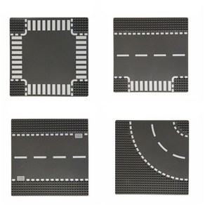 키즈미소 도로 블럭판 조립판 밑판 4종류, 십자도로화이트, 1개