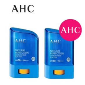 AHC 내추럴 퍼펙션 더블 쉴드 선스틱 SPF50+/PA++++/[파랑]썬스틱/ 스틱썬크림/ 썬크림/ 유아용/ 워터프루프 / 서핑 썬스틱/ 혼합자차 선스틱/ 코리아나 화장품 제조, 14g, 2개