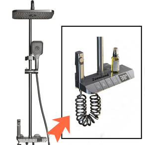 Zoomland 해바라기 샤워기 프리미엄 선반형 LED 온도 표시 해바라기 샤워기 수전세트 독일기술 디자인 지능 항온 고화질 수온 디스플레이