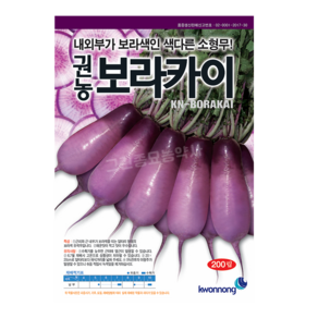 권농 보라카이 소형무 씨 200립 보라색 무우 씨 동치미 피클무 물김치 배추 김장 텃밭 모종 종자 씨앗, 1개