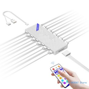 10포트 팬 어댑터 허브로 최대 10개 팬까지 냉각 연결 강화 12V PWM 5V ARGB, 02 White, 1개