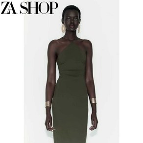 ZARA 여성원피스 30대 40대 홀터넥 플리츠 롱 스커트 드레스